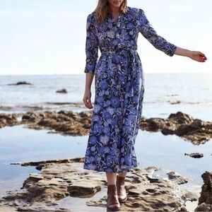 BIRDS OF PARADIS by TROVATA Eliot Coastal Floral Shirtdress